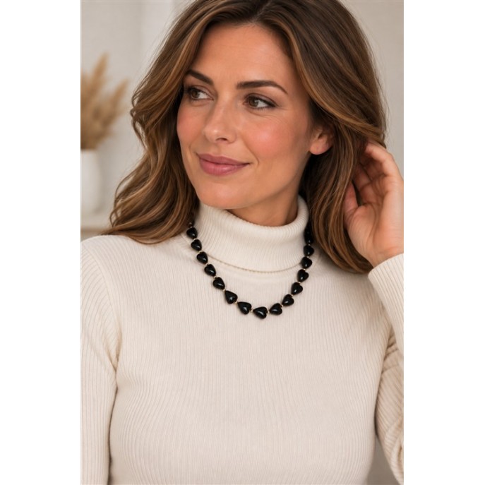Sweet7 Ketting kort hartjes 101240602 Zwart Sweet7 Ketting kort hartjes 101240602 Zwart